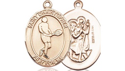 [8156GF] 14kt Gold Filled Saint Christopher Tennis Medal