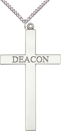 [5953SS/24SS] Sterling Silver Deacon Cross Pendant on a 24 inch Sterling Silver Heavy Curb chain