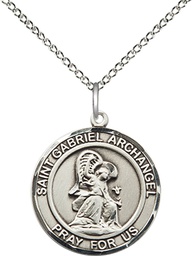 [8039RDSS/18SS] Sterling Silver Saint Gabriel the Archangel Pendant on a 18 inch Sterling Silver Light Curb chain