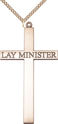 [5954GF/24GF] 14kt Gold Filled Lay Minister Cross Pendant on a 24 inch Gold Filled Heavy Curb chain