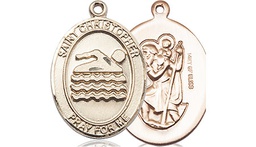 [8157GF] 14kt Gold Filled Saint Christopher Swimming Medal