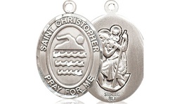 [8157SS] Sterling Silver Saint Christopher Swimming Medal