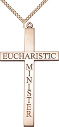 [5955GF/24GF] 14kt Gold Filled Eucharistic Minister Cross Pendant on a 24 inch Gold Filled Heavy Curb chain