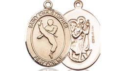[8158GF] 14kt Gold Filled Saint Christopher Martial Arts Medal