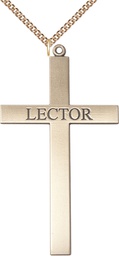 [5956GF/24GF] 14kt Gold Filled Lector Cross Pendant on a 24 inch Gold Filled Heavy Curb chain