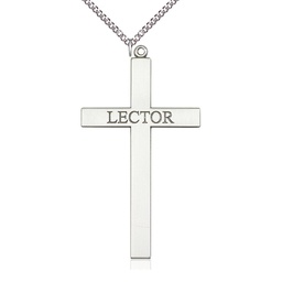 [5956SS/24SS] Sterling Silver Lector Cross Pendant on a 24 inch Sterling Silver Heavy Curb chain