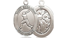 [8160SS] Sterling Silver Saint Sebastian Baseball Medal