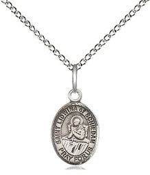 [9297SS/18SS] Sterling Silver Saint Lidwina of Schiedam Pendant on a 18 inch Sterling Silver Light Curb chain