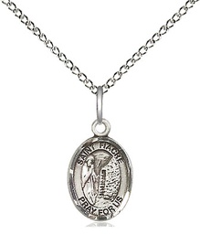 [9298SS/18SS] Sterling Silver Saint Fiacre Pendant on a 18 inch Sterling Silver Light Curb chain