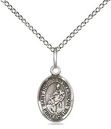 [9304SS/18SS] Sterling Silver Saint Thomas of Villanova Pendant on a 18 inch Sterling Silver Light Curb chain