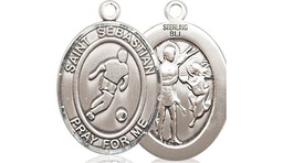 [8164SS] Sterling Silver Saint Sebastian Soccer Medal