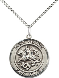[8040RDSS/18SS] Sterling Silver Saint George Pendant on a 18 inch Sterling Silver Light Curb chain