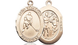 [8165GF] 14kt Gold Filled Saint Sebastian Ice Hockey Medal