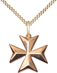 [5993GF-CX/18G] 14kt Gold Filled Maltese Cross Pendant on a 18 inch Gold Plate Light Curb chain