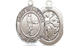 [8166SS] Sterling Silver Saint Sebastian Tennis Medal