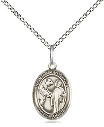 [9321SS/18SS] Sterling Silver Saint Columbanus Pendant on a 18 inch Sterling Silver Light Curb chain