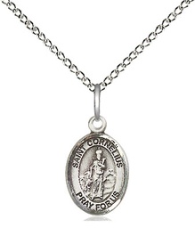 [9325SS/18SS] Sterling Silver Saint Cornelius Pendant on a 18 inch Sterling Silver Light Curb chain