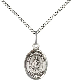 [9325SS/18SS] Sterling Silver Saint Cornelius Pendant on a 18 inch Sterling Silver Light Curb chain