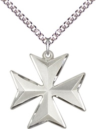[5994SS-CV/24SS] Sterling Silver Maltese Cross Pendant on a 24 inch Sterling Silver Heavy Curb chain