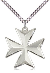 [5994SS-CV/24SS] Sterling Silver Maltese Cross Pendant on a 24 inch Sterling Silver Heavy Curb chain
