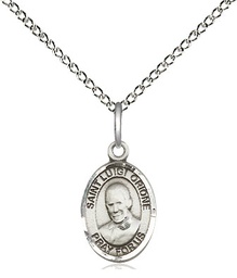 [9326SS/18SS] Sterling Silver Saint Luigi Orione Pendant on a 18 inch Sterling Silver Light Curb chain