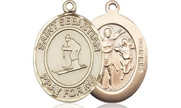 [8169GF] 14kt Gold Filled Saint Sebastian Skiing Medal