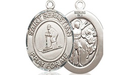 [8169SS] Sterling Silver Saint Sebastian Skiing Medal