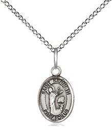 [9332SS/18SS] Sterling Silver Saint Kenneth Pendant on a 18 inch Sterling Silver Light Curb chain