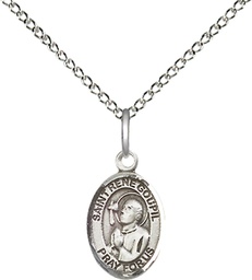 [9334SS/18SS] Sterling Silver Saint Rene Goupil Pendant on a 18 inch Sterling Silver Light Curb chain