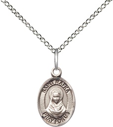 [9338SS/18SS] Sterling Silver Saint Rafka Pendant on a 18 inch Sterling Silver Light Curb chain