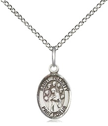 [9341SS/18SS] Sterling Silver Saint Felicity Pendant on a 18 inch Sterling Silver Light Curb chain