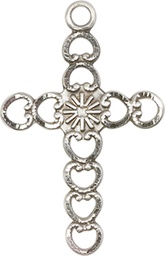 [5997SS] Sterling Silver Hearts w/Sunburst Medal