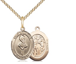 [8173GF/18G] 14kt Gold Filled Saint Sebastian Dance Pendant on a 18 inch Gold Plate Light Curb chain