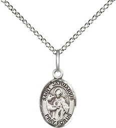 [9351SS/18SS] Sterling Silver Saint Januarius Pendant on a 18 inch Sterling Silver Light Curb chain