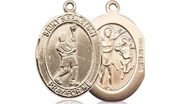 [8174GF] 14kt Gold Filled Saint Sebastian Lacrosse Medal