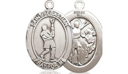 [8174SS] Sterling Silver Saint Sebastian Lacrosse Medal