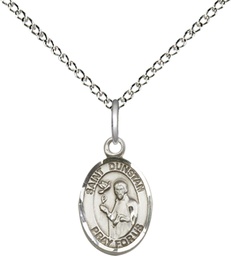 [9355SS/18SS] Sterling Silver Saint Dunstan Pendant on a 18 inch Sterling Silver Light Curb chain