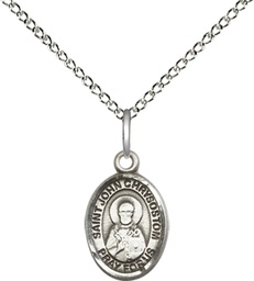 [9357SS/18SS] Sterling Silver Saint John Chrysostom Pendant on a 18 inch Sterling Silver Light Curb chain