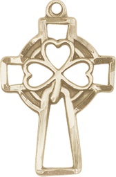 [5999GF] 14kt Gold Filled Shamrock Cross Medal