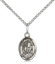 [9363SS/18SS] Sterling Silver Saint Polycarp of Smyrna Pendant on a 18 inch Sterling Silver Light Curb chain