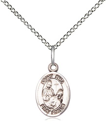 [9364SS/18SS] Sterling Silver Saint Fina Pendant on a 18 inch Sterling Silver Light Curb chain