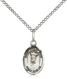 [9369SS/18SS] Sterling Silver Saint Philip Neri Pendant on a 18 inch Sterling Silver Light Curb chain