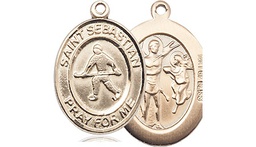 [8178GF] 14kt Gold Filled Saint Sebastian Field Hockey Medal