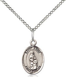[9374SS/18SS] Sterling Silver Saint Anne Pendant on a 18 inch Sterling Silver Light Curb chain