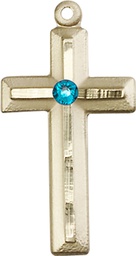 [6000GF-STN12] 14kt Gold Filled Cross Medal with a 3mm Zircon Swarovski stone