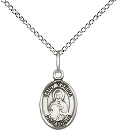 [9379SS/18SS] Sterling Silver Saint Marina Pendant on a 18 inch Sterling Silver Light Curb chain