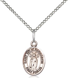 [9384SS/18SS] Sterling Silver Saint Ivo Pendant on a 18 inch Sterling Silver Light Curb chain
