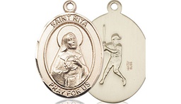 [8181GF] 14kt Gold Filled Saint Rita Baseball Medal