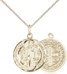 [0026BGF/18GF] 14kt Gold Filled Saint Benedict Pendant on a 18 inch Gold Filled Light Curb chain