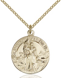 [0193GF/18GF] 14kt Gold Filled Saint Joan of Arc Pendant on a 18 inch Gold Filled Light Curb chain